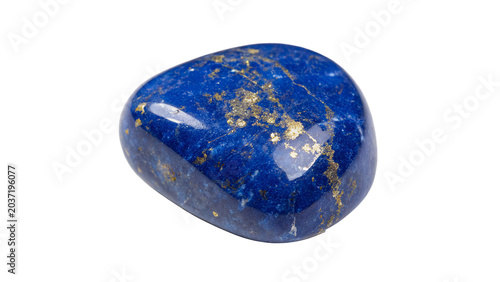 Natural blue lapis lazuli gemstone polished mineral crystal piece on transparent background