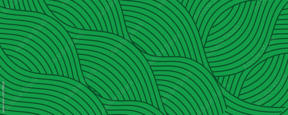 Fototapeta premium Seamless green vineyard pattern with organic wavy lines of grape fields. Eco‑friendly farm texture, abstract striped landscape, natural agriculture background, botanical vector design for rustic decor