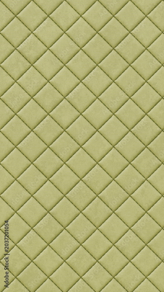 Fototapeta premium Light Green Quilted Fabric Texture Background with Elegant Diamond Stitch Pattern Illustration