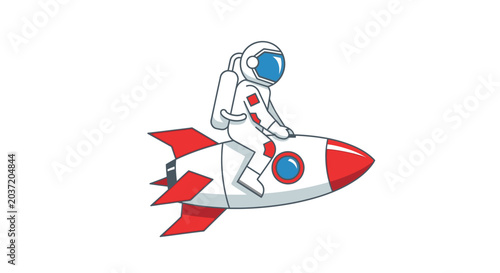 Foto Astronaut riding a rocket ship, space exploration, future, illustration
