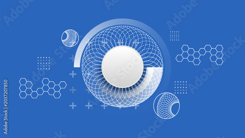 Abstract science technology background. Cycle digital network blue color