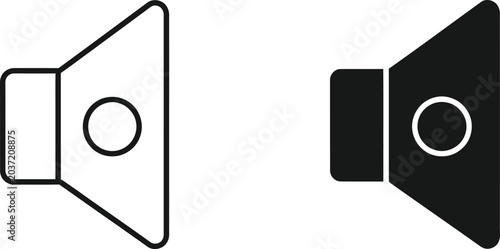Speaker icon set line art and solid fill versions for ui design