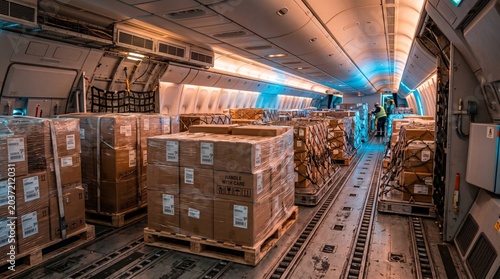 Air Cargo Freight Inside Commercial Aircraft Cabin