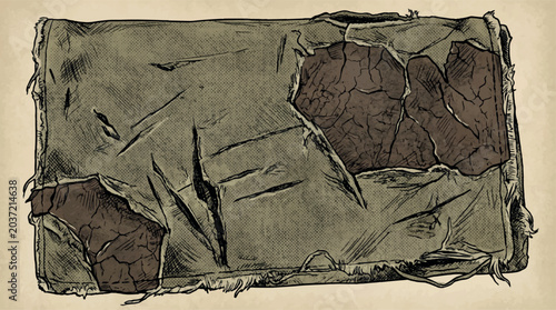Fotografía Torn Green and Brown Paper on Beige Background