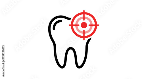 Dental Target Icon with Red Crosshair Over a Tooth