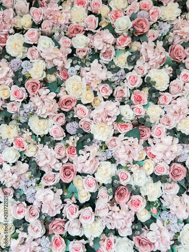 Pink and White Floral Wall Backdrop for Wedding Decoration