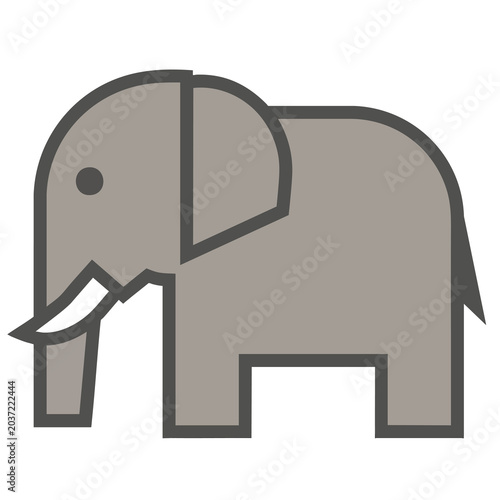 Minimalist vector illustration of a grey elephant icon.