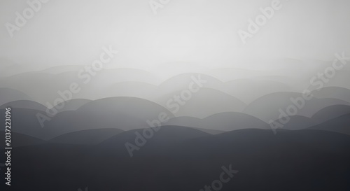 Abstract grey hills with soft layers and gradient effect isolated on transparent background