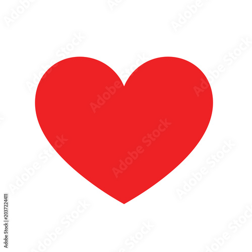 A bright red heart shape icon isolated on white.