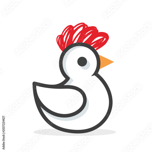 Minimalist chicken logo design with bold outlines.