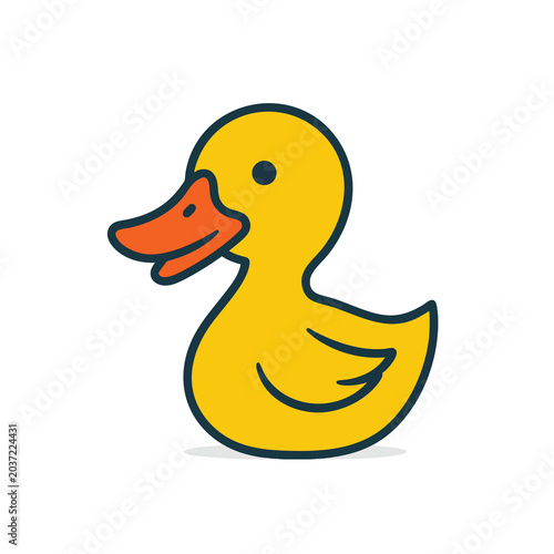 Cute yellow rubber duck cartoon illustration for children.