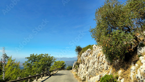 Obraz na plátně Scenic road Route de la Revere winding through Maritime Alps, Provence-Alpes-Cote d'Azur France, Europe
