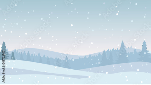 Photos Winter landscape illustration with snow falling pale blue tones