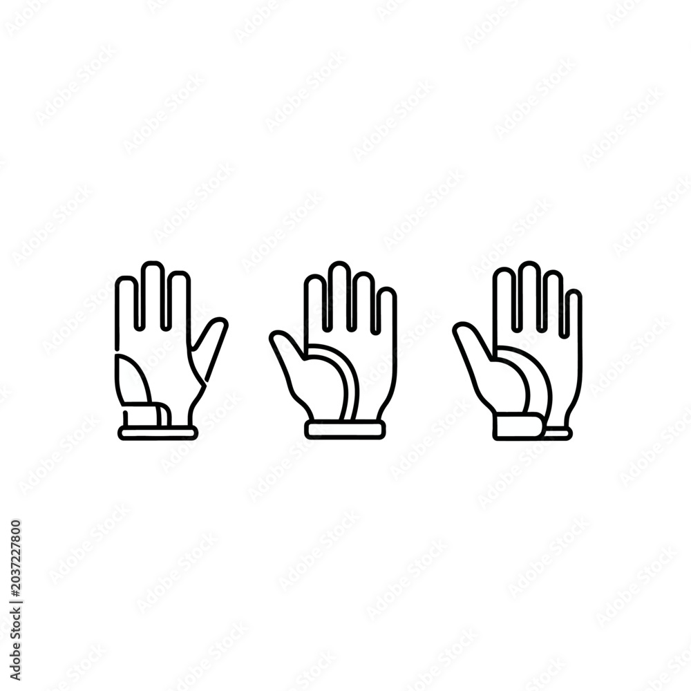 Fototapeta premium Three different hand gestures in black line art.