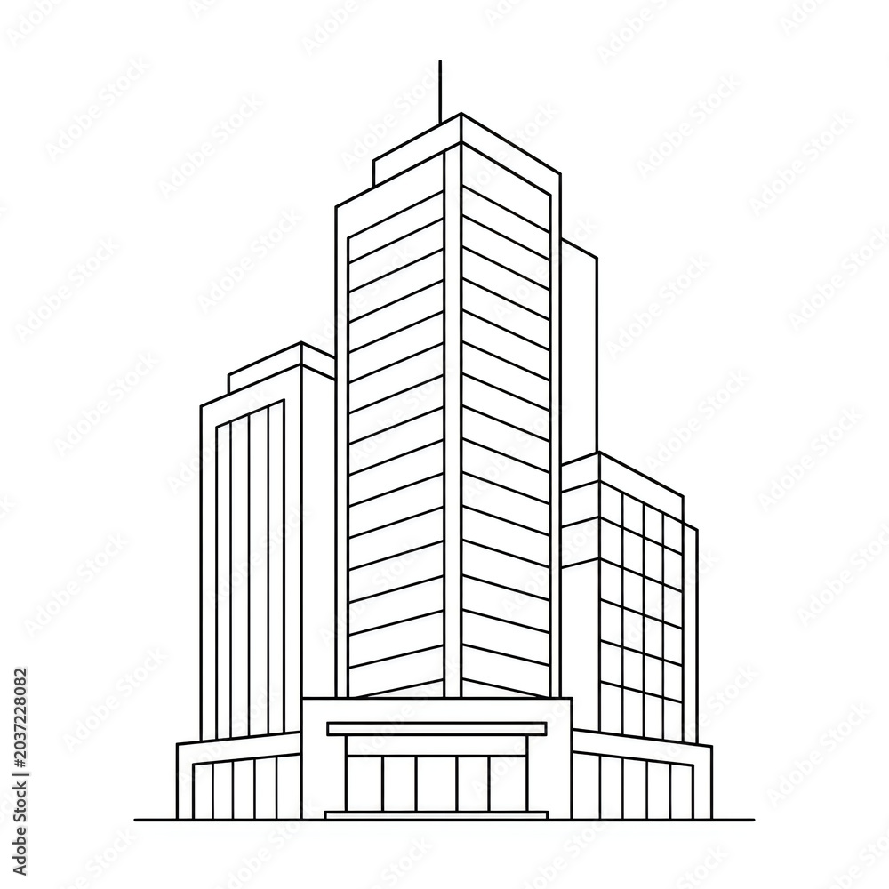 Fototapeta premium Corporate headquarters office building outline icon