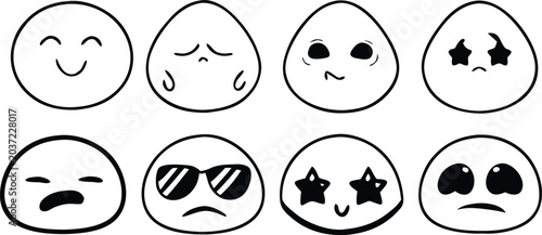 cute emoji cartoon icon set on white background
