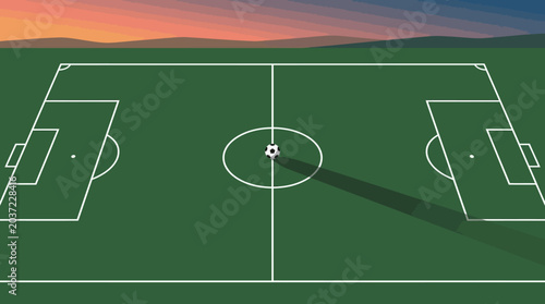 Tableau sur toile Green soccer field with white lines.