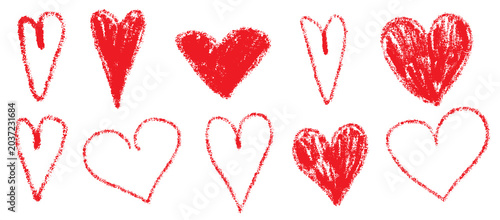 Foto Sweet kid diary doodles with handdrawn crayon heart textures
