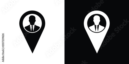 Photos Businessman avatar icon inside a map pointer location pin