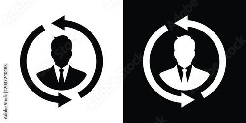 Foto Businessman avatar icon inside a circular rotation arrow loop