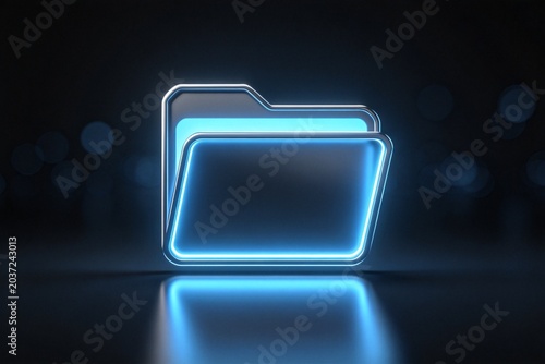 Glowing digital folder icon