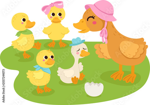 Obraz na płótnie Ugly Duckling Fairy Tale Cartoon Illustration