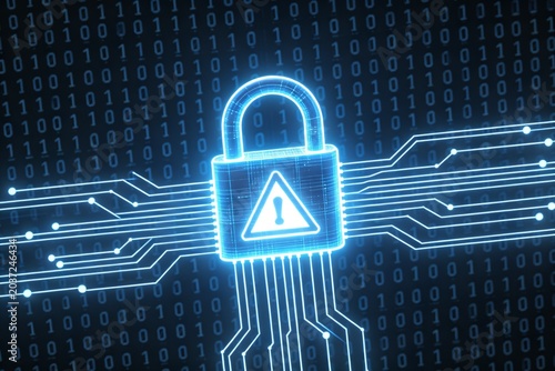 Digital security lock with binary code background