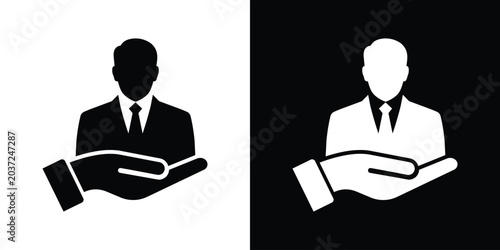 Fotografía Businessman avatar figure being presented or held safely on an open palm