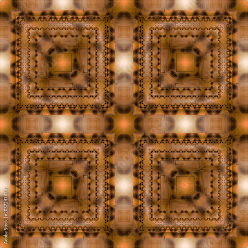 Seamless abstract orange pattern with squares.
