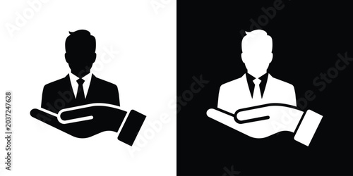 Tableau sur toile Businessman avatar figure being presented or held safely on an open palm