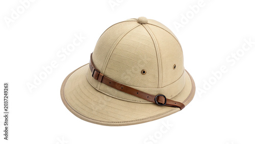 Photos Classic beige safari pith helmet sun protection hat isolated on transparent back