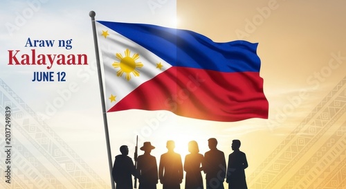 People holding philippine flag on independence day