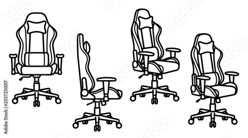 Gaming Chair Set - Front, Side, and Angled Views