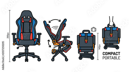 Ergonomic Gaming Chair: Adjustable, Foldable, and Portable Design