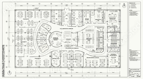 Bild auf Leinwand Detailed architectural floor plan of a large corporate office space