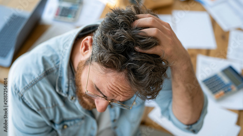 Financial Stress: A man sit...