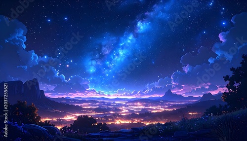 Vibrant Night Sky with Stars Galaxy.