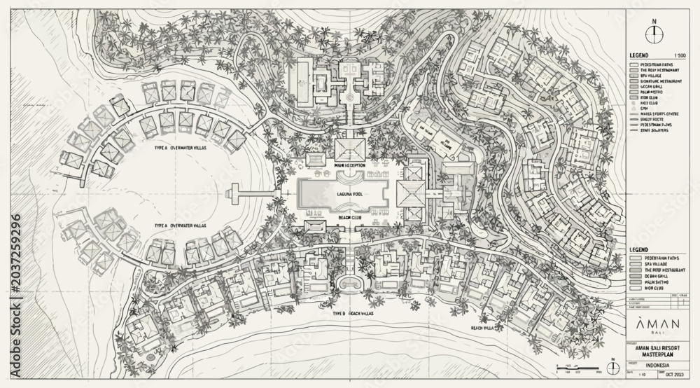 Obraz premium Aman resort architectural master plan site layout