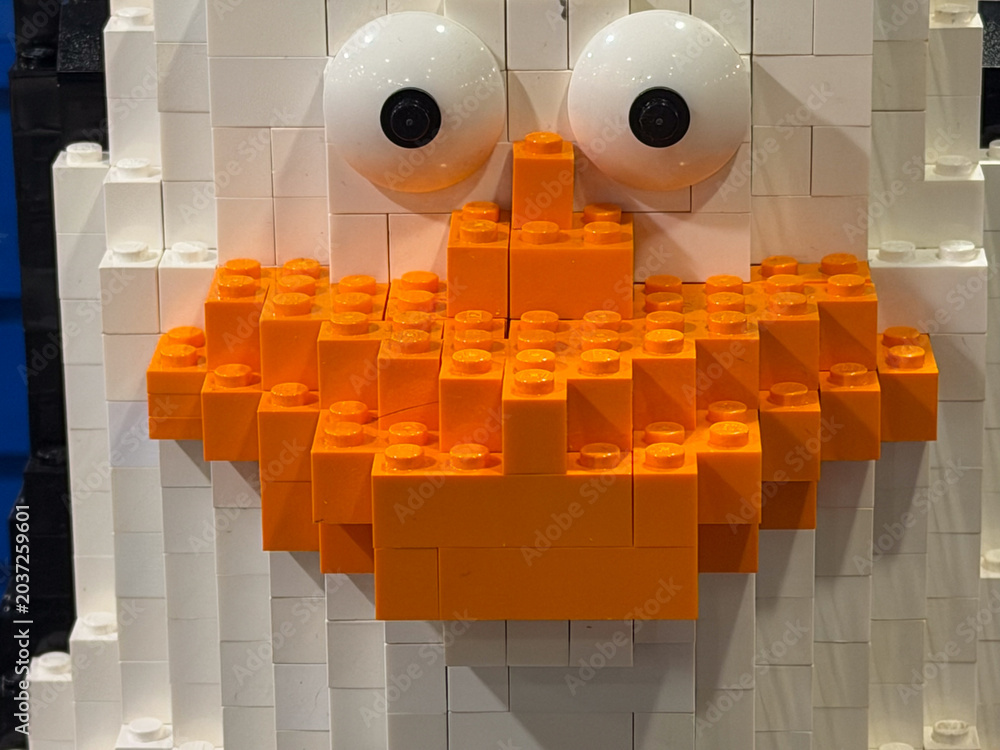 Obraz premium Playful brick-built bird face