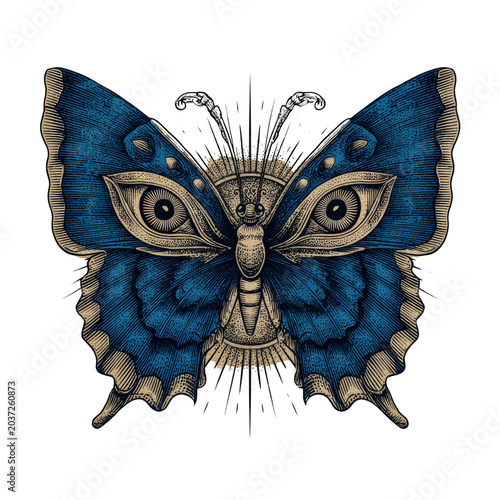 Blue Butterfly Wings Insect Nature Symmetry Wildlife Detail Natural Beauty Entomology Concept.