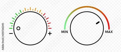 Linear audio volume control interface with min max. Outline volume control 