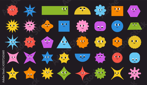 Fotografie Cute colorful basic Geometric Figures with face emotions
