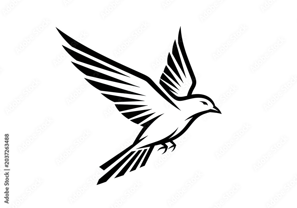 Obraz premium Minimalist flying bird vector illustration outline.