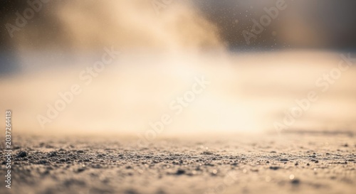 Close-up Macro Abstract Texture of Ground Surface with Golden Haze and Particles