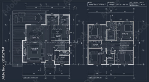 Modern residence ground and first floor architectural plans