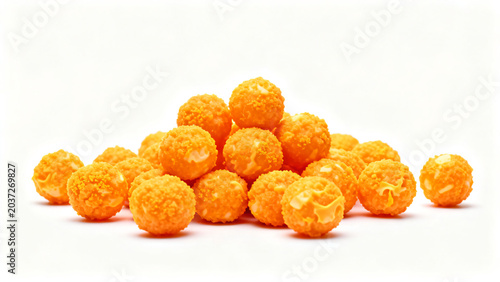 Crunchy Cheese Ball Snack Pile with Bold Orange Texture