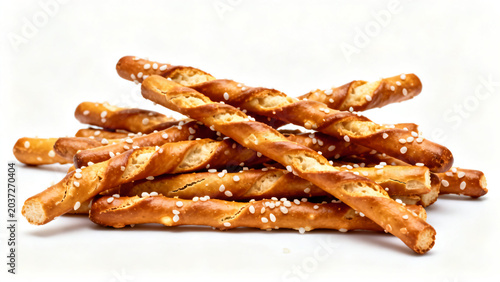Golden Pretzel Stick Snack Isolated with Crunchy Salted Texture