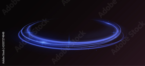 Valokuva Glowing light trails form a futuristic vortex spiral with smooth plasma motion and lens flare effects