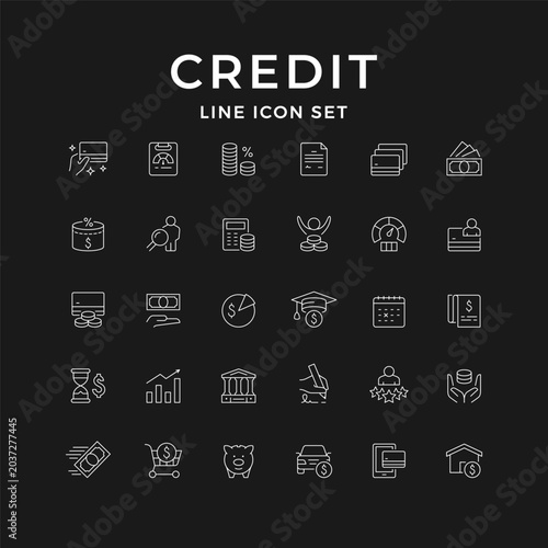 Set line icons of credit