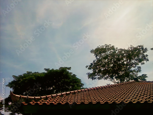 Photos Traditional terracotta roof tiles with curved edges interlocking pattern of clas